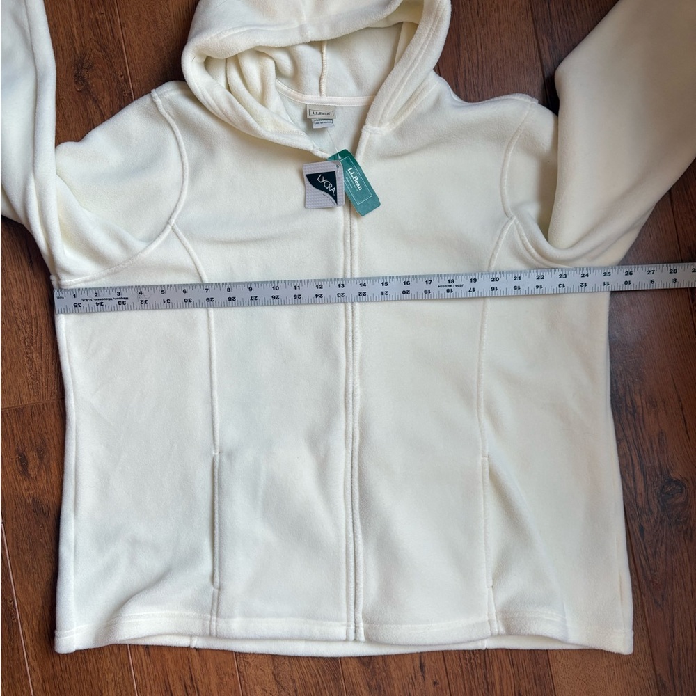 NWT Women's L.L. Bean Hooded Fleece Jacket. Ivory Cream. Size 2X - Picture 4 of 6